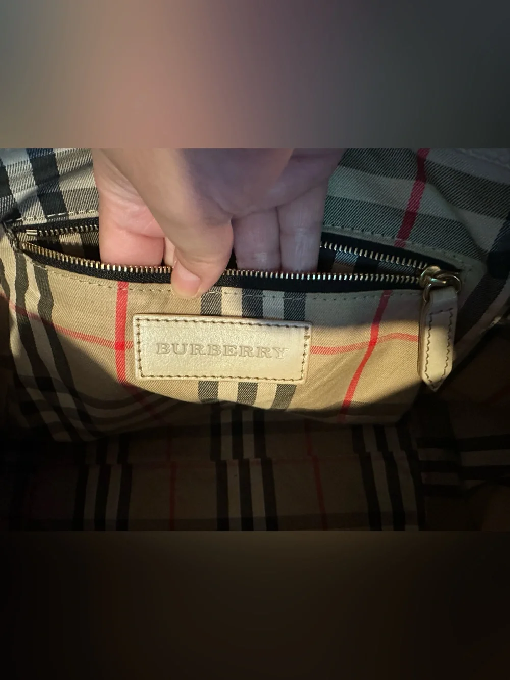 Burberry Pebbled Leather Satchel in Off-White